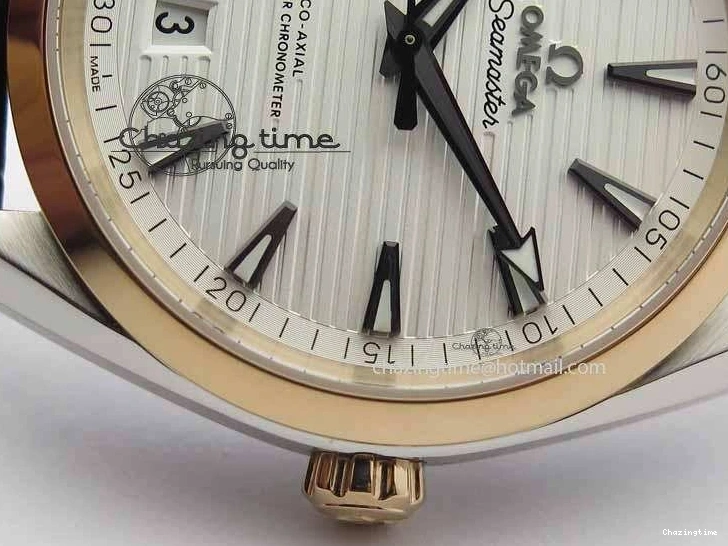 0202 2017 Aqua Terra SS RG XF Best Edition White Textured Dial On Black Leather Strap A Functional 8157